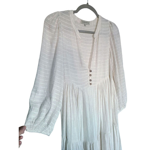 Bird & Kite Daphne Dress Natural Oatmeal Linen Blend Size Medium - Picture 4 of 8